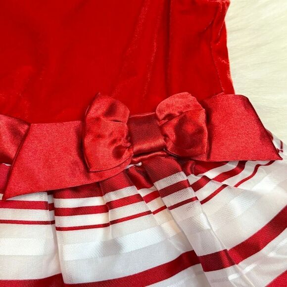 Children’s Place Red Velvet Striped Holiday Tutu Dress Sz 2T Christmas Preowned - Picture 2 of 5